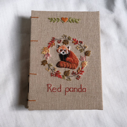 Red Panda Hand Embroidered Notebook