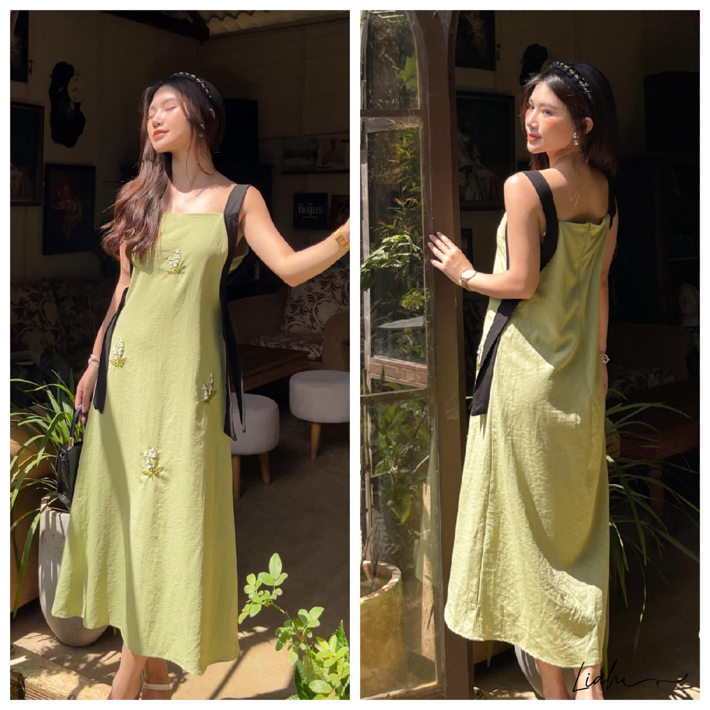 The lily of the valley embroidered linen dress