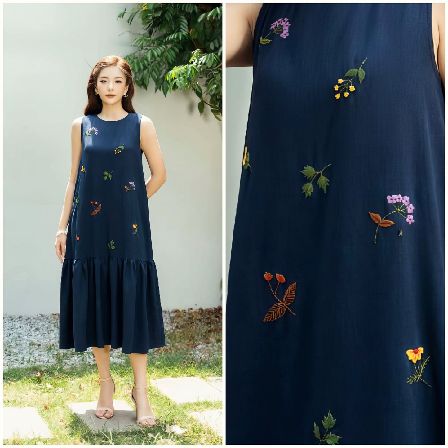 The wildflowers embroidered linen dress