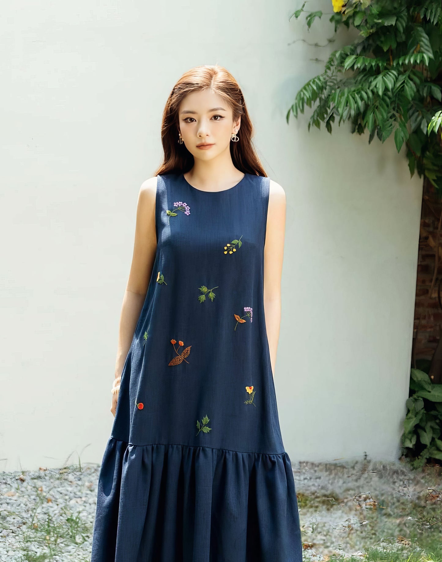 The wildflowers embroidered linen dress