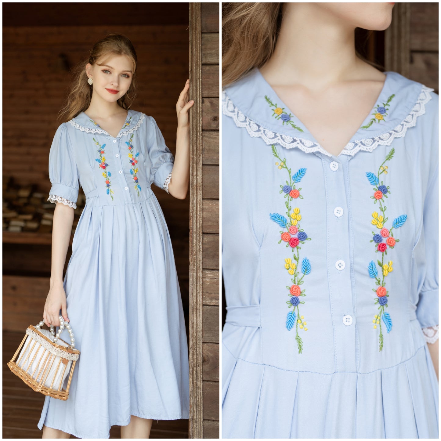 Wildflowers embroidered cotton dress