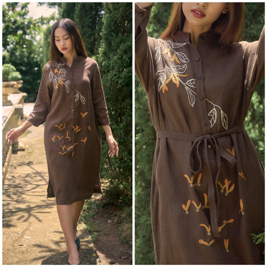 The dipterocarpus retusus embroidered linen dresses