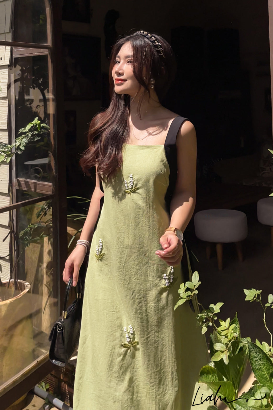 The lily of the valley embroidered linen dress